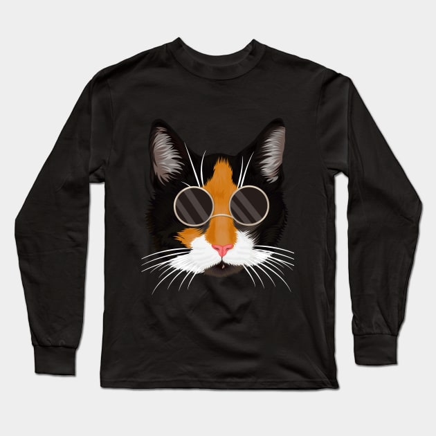 Cat with glasses Long Sleeve T-Shirt by sharukhdesign